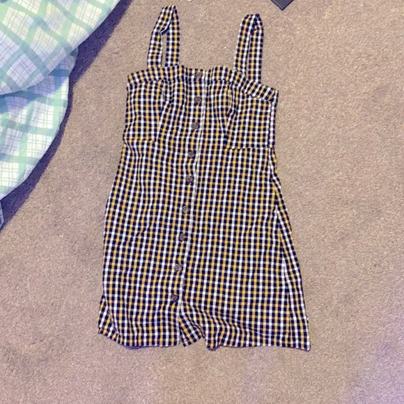 Hollister Black & Yellow Gingham Button Dress - Picture 2 of 3